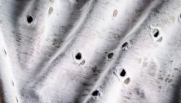 Distressed White Fabric Texture With Worn Holes