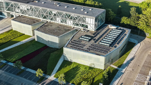 Aerial technology campus with massive computing infrastructure