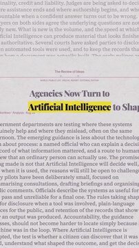 Animated newspaper montage featuring headlines and articles about artificial intelligence and legal regulations.