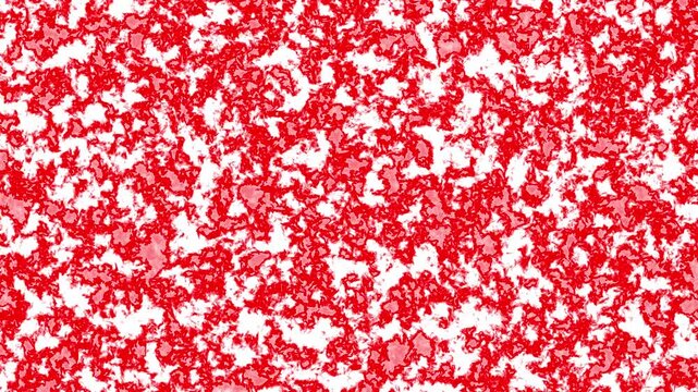 A high-contrast abstract background displaying a chaotic red and white organic noise pattern