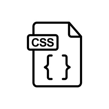 CSS file document icon with brackets for web development programming and cascading style sheet format in transparent background