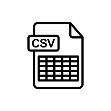 CSV file document icon with spreadsheet table grid for data export import and database format in transparent background