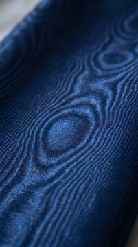 Royal Navy Blue Moire Watered Silk Jacquard Fabric Wave Texture