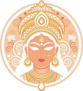 Goddess durga face illustration for durga puja festival