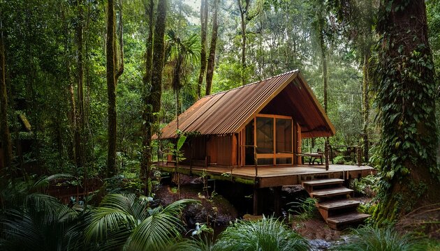 Cabana No Meio Da Floresta Tropical