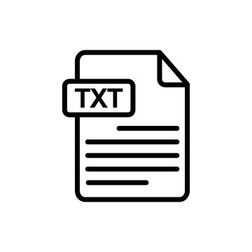 TXT file document icon with text lines for plain text document format and notepad writing in transparent background