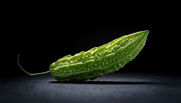 Mysterious Bitter Gourd Isolated With Dramatic Lighting And Dark Background