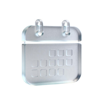 [Transparent Background PNG]3D Glass Calendar Icon with Hooks