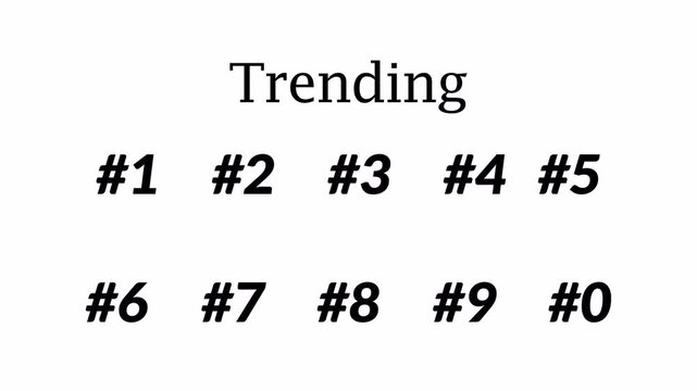 doodle hand drawn trending numbers from 1 to 9 and and 0 hand draw numbers on transparent background  for trending with hash tag sign  in 4K animation with alpha channel  