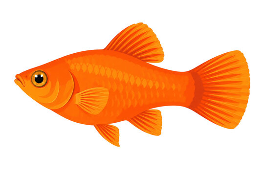 Bright orange fish illustration isolated on white background