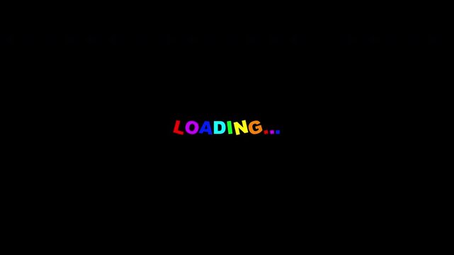 Text Loading Animation Colorful Scale Up Rotate Loop Transparent Background. Perfect For UI or Overlay Video Element.