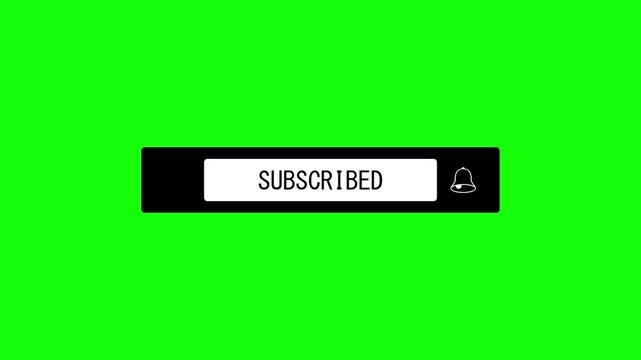 Subscribe button graphic displays a notification bell on green. Social media video channel growth drives this subscribe button. Audience engagement alerts feature this green subscribe button.