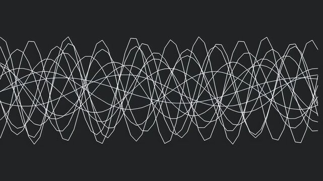 White abstract wave lines creating a layered flowing pattern on a dark background