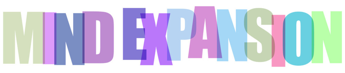 Colorful typography design with the text mind expansion in overlapping semitransparent letters on  transparent background © MST