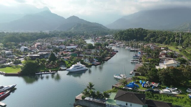 Aerial view of the Marina Bracuhy near the town of Angra dos Reis in Brazil
