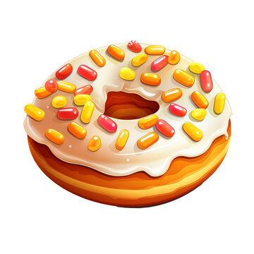Glazed Donut with Yellow and Red Sprinkles
