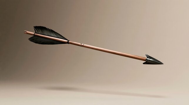 Smiling arrow flying through air, funny archery photo
