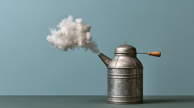 Proud bee smoker puffing smoke on pastel blue