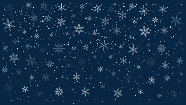 Snowfall winter background with snowflakes and snow. Background for winter design, Christmas or seasonal events. Vector illustration