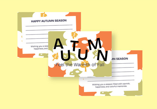 Orange Green Flat Design Autumn Postcard