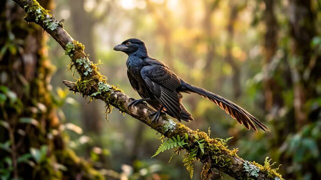 microraptor at morning light in liaoning china prehistoric forest video