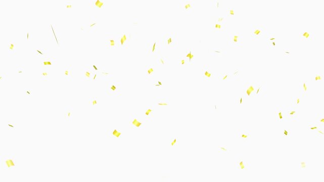 gold confetti video on transparent background with alpha channel. An animation of gold confetti falling, 3d rendering gold confetti particle spread and flying include alpha matte.