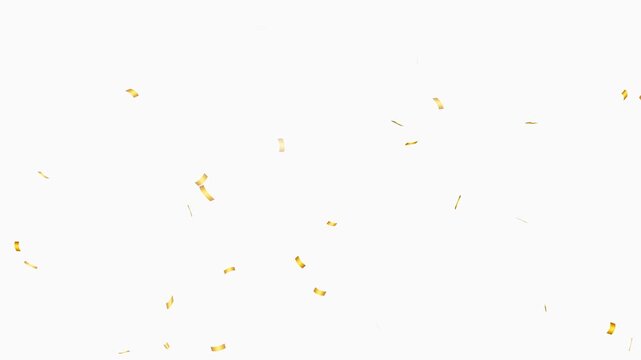 gold confetti video on transparent background with alpha channel. An animation of gold confetti falling, 3d rendering gold confetti particle spread and flying include alpha matte.