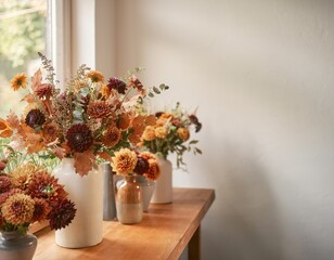Fototapeta premium Seasonal Autumn Flower Display in a Local Florist Shop