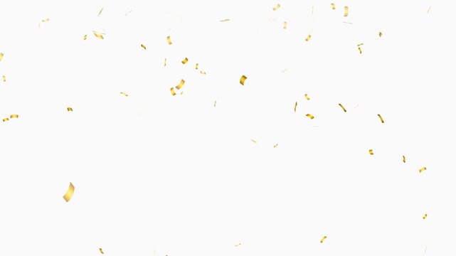 gold confetti video on transparent background with alpha channel. An animation of gold confetti falling, 3d rendering gold confetti particle spread and flying include alpha matte.