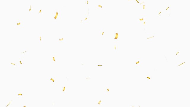 gold confetti video on transparent background with alpha channel. An animation of gold confetti falling, 3d rendering gold confetti particle spread and flying include alpha matte.