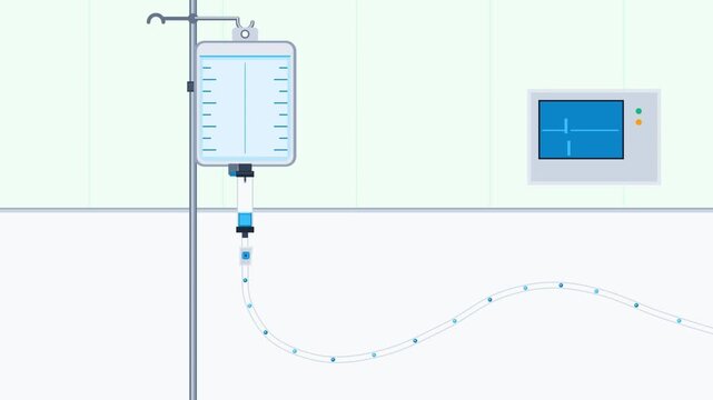 Medical IV Fluid Drip in Hospital Setting