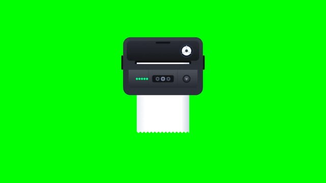 Automatic Paper Dispenser Printing White Receipt on Green Screen