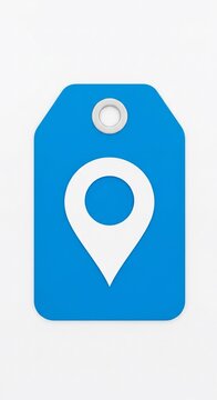 Pinpointed Purpose: A 3D rendered tag, starkly blue, accented by a clean, minimalist marker icon. The polished surfaces and even illumination suggest a deliberate, modern design.