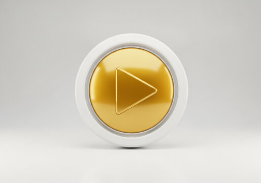 Gold play button on circular icon