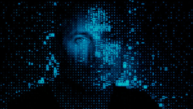 Man's Face made of Source Code, symbolising Bot Detection Concept.