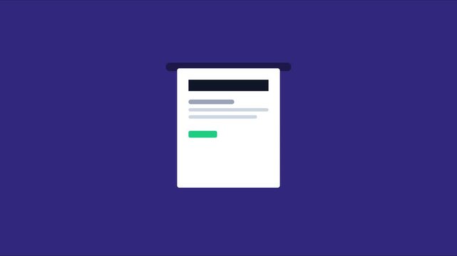 Digital receipt printing animation: automated transaction confirmation and payment processing concept 4k