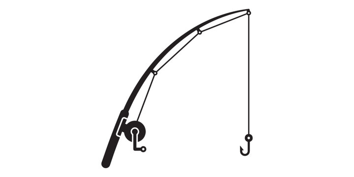 Vector icon of a fishing rod with a hook