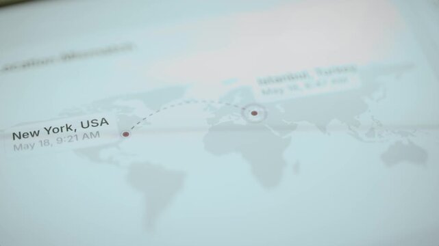 Transaction map connects New York and Istanbul locations