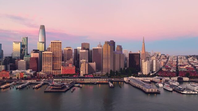 San Francisco Skyline And Waterfront At Dawn