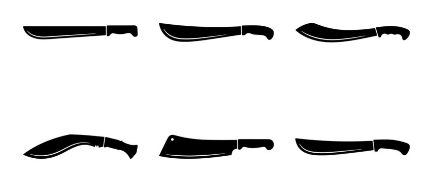 Set of Six Different Blade Shapes on White Background