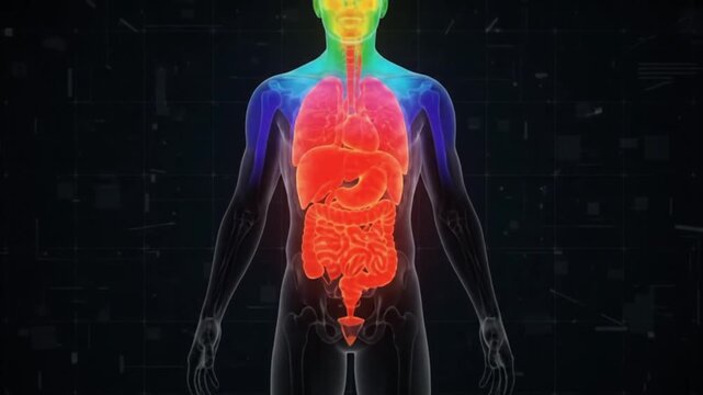3D Thermal Graphic View of Human Silhouette Showing Core Heat Retaining and Limbs Turning Icy Black
