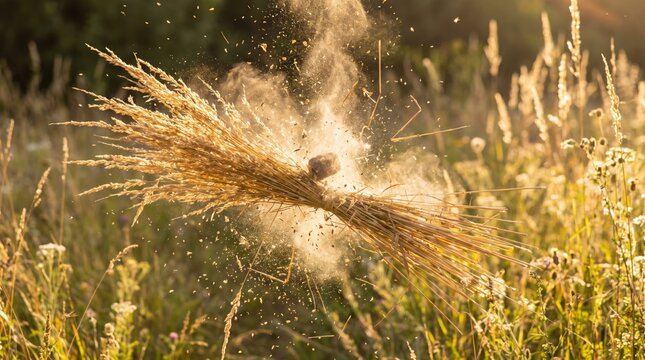 Bursting Wheat Spike in Field