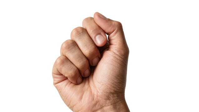 Human hand clenched into a fist, isolated on transparent background