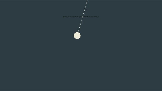 Minimalist pendulum motion swinging on dark animation 4k background, physics