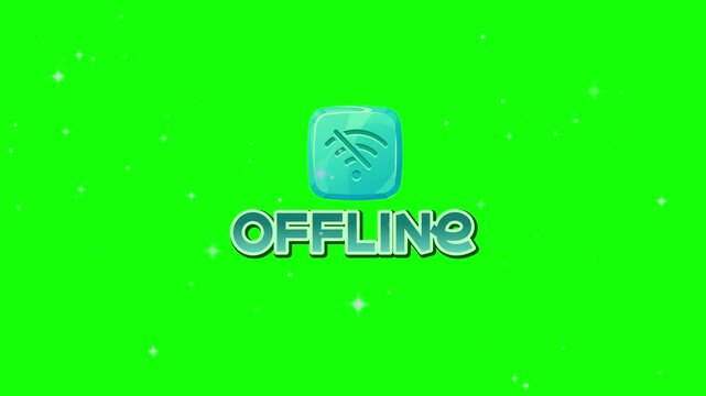 A sleek white app icon with a curved design and a green screen background displaying the word 'OFFLINE' in lowercase letters.