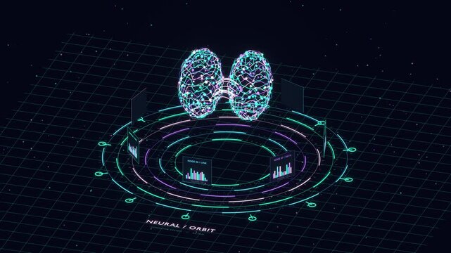 AI LLM round circle scheme bg able to loop endless 4k