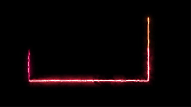 Fire neon light rectangle frame loop animated background. Futuristic light effect for overlay element. Burning neon lights frame box animation seamless loop, glowing neon frame,,