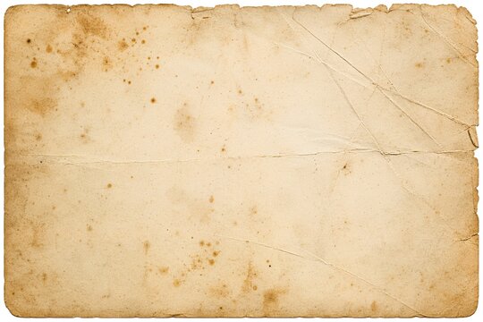 Aged parchment paper with stains and creases presents a vintage texture