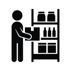 Fototapeta premium Warehouse worker icon, flat design, modern storage worker symbol, inventory management, logistics person.