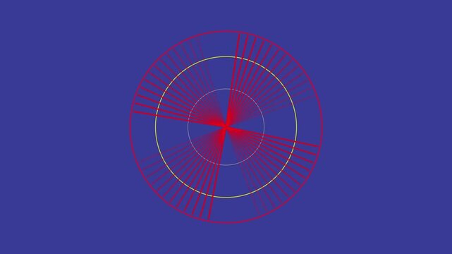 Futuristic Digital Radar Scanning Animation on bule   Background. Classic black and red military sonar radar Navigation is looking for objects. multiple targets detected,  